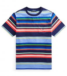 Ralph Lauren Little Boys Navy Striped Pocket T-Shirt