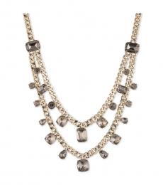 Givenchy Pale Gold Crystal Multi Strand Necklace
