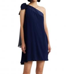 Ralph Lauren Navy Blue One-Shoulder Mini Dress