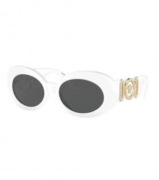 Versace White Oval Signature Sunglasses