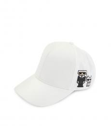 Karl Lagerfeld White Embroidered Baseball Cap