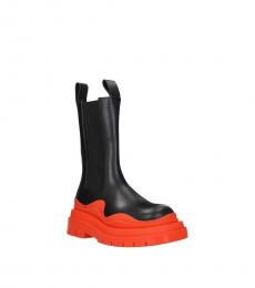 Bottega Veneta Black Orange Slip On Boots
