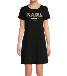 Karl Lagerfeld Black Embellished T-Shirt Dress