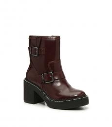 DKNY Maroon Buckle Strap Boots