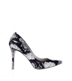 BCBGMaxazria Black White Snake Print Leather Heels