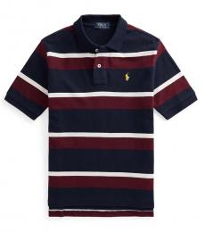 Ralph Lauren Boys Hunter Navy Multi Mesh Polo