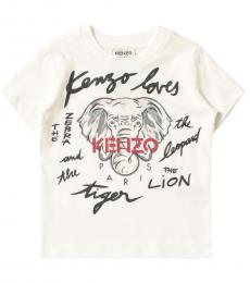 Kenzo Boys White Logo Printed T-Shirt