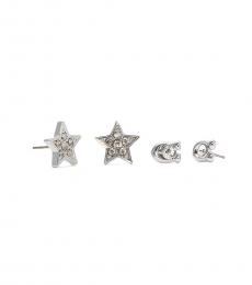 Coach Silver Signature Pave Star Earrings Set