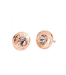 Coach Rose Gold Open Circle Stone Stud Earrings