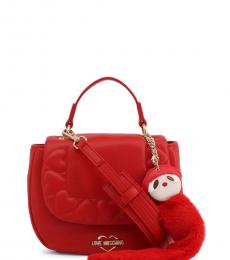 Love Moschino Red Embossed Heart Small Satchel