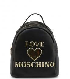 Love Moschino Black Embossed Logo Small Backpack