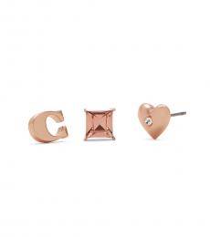 Rose Gold Signature Heart Stud Earrings Set