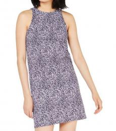 Michael Kors Dark Purple Printed Sleeveless Dress