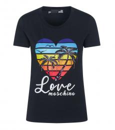 Love Moschino Black Crewneck T-Shirt