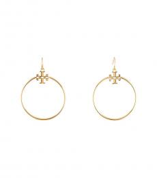 Tory Burch Gold Stacked T Logo Hoop Earrings