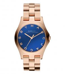 Marc Jacobs Rose Gold Henry Blue Dial Watch