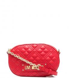 Love Moschino Red Quilted Small Crossbody Bag