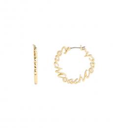 Coach Golden Signature Script Hoop Earrings