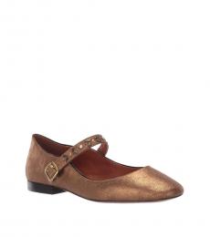 coach gold ballet flats