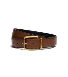 Coach Dark Saddle-Black Square Roller Buckle Belt