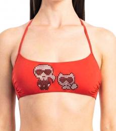Karl Lagerfeld Red Sleeveless Swim Top