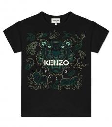 Kenzo Boys Black Tiger Printed T-Shirt