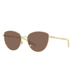 Tory Burch Golden Solid Brown Cat Eye Sunglasses