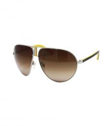 Just Cavalli Silver Yellow Aviator Sunglasses