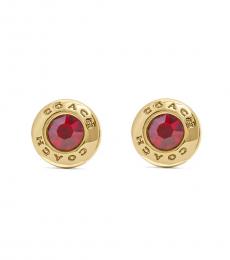Red Open Circle Stone Earrings