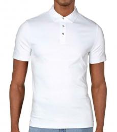 White Short Sleeve Collared Polo