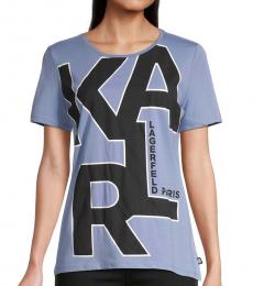 Karl Lagerfeld Light Blue Logo Graphic T-Shirt
