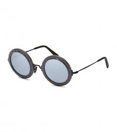 Grey Studs Round Sunglasses