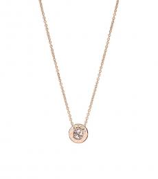 Rose Gold Open Circle Stone Necklace
