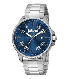 Just Cavalli Silver Blue Dial Watch