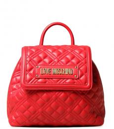 Red Quilted Small Backpack