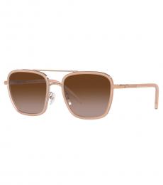 Tory Burch Rose Gold Brown Gradient Navigator Sunglasses