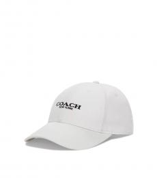 Coach White Embroidered Logo Baseball Hat