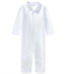 Baby Girls White Polo Coverall