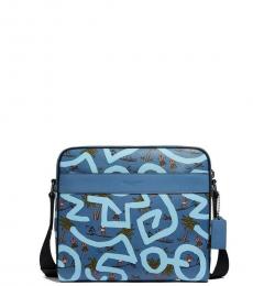 Coach Blue Keith Haring Charles Large Messenger Bag