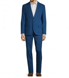 Karl Lagerfeld Blue Regular-Fit Wool Blend Suit