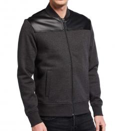 Michael Kors Charcoal Faux Leather Bomber Jacket