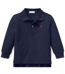 Ralph Lauren Baby Boys Newport Navy Pique Long-Sleeve Polo