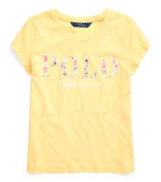 Ralph Lauren Girls Empire Yellow Logo Jersey T-Shirt
