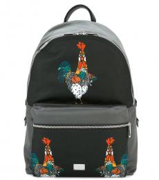 Dolce & Gabbana Black Grey Graphic Large Backpack