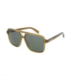Saint Laurent Brown-Grey Square Aviator Sunglasses