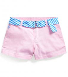 Ralph Lauren Little Girls Carmel Pink Belted Chino Shorts