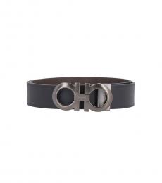 Salvatore Ferragamo Black-Brown Logo Reversible Belt