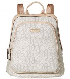 Calvin Klein Almond Desert Taupe Monogram Large Backpack