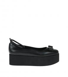 Salvatore Ferragamo Black Varina Platform Ballet Flats