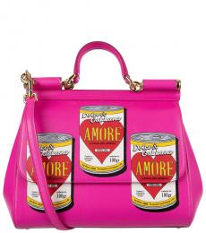 Dolce & Gabbana Pink Sicily Amore Can Small Satchel